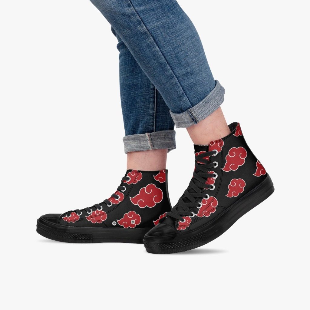 naruto akatsuki premium all black high top canvas shoes 8 - Naruto Shoes